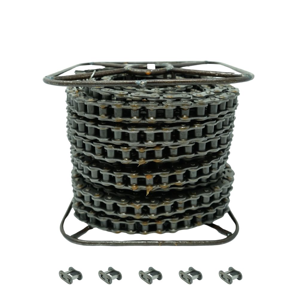 80H Heavy Duty Roller Chain Single Strand 1in Pitch 50 Feet plus 5 Connecting Master Links