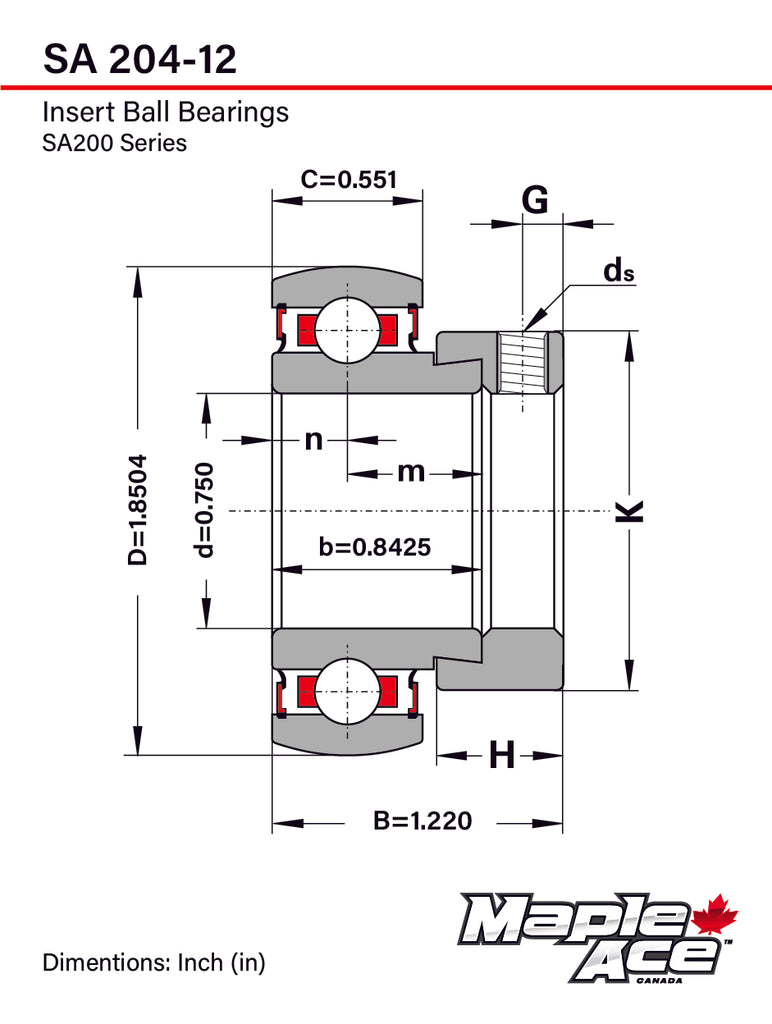 SA202-10 Insert Bearing 5/8in Bore, Spherical OD, Eccentric Lock Collar, Lube Hole