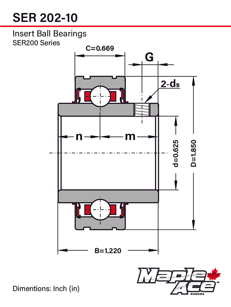 SER211-35, ER35 Insert Bearing 2-3/16in Bore, Cylindrical OD with Snap Ring