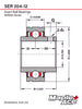 SER204-12 Insert Bearing 3/4in Bore w/Set Screws and Snap Ring