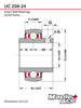 UC208-24 Insert Bearing 1-1/2in Bore Spherical OD Re-lube w/Set Screws