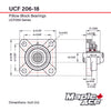 UCF206-18 Flange Bearing 1-1/8in Bore, 4-Bolt Self-Aligning, Solid Base