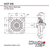 UCF210 Flange Bearing 50mm Bore, 4-Bolt Self-Aligning, Solid Base