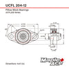 UCFL204-12 Flange Bearing 3/4in Bore, Oval 2-Bolt Self-Aligning, Solid Base, 3 Lips Seal