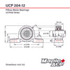 UCP204-12 Pillow Block Bearing 3/4in Bore, 2-Bolt, Self-Aligning, 3 Lips Seal