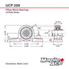 UCP209 Pillow Block Bearing 45mm Bore, 2-Bolt, Self-Aligning, 3 Lips Seal