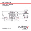 UCP212-39 Pillow Block Bearing 2-7/16in Bore, 2-Bolt, Self-Aligning, Solid Base