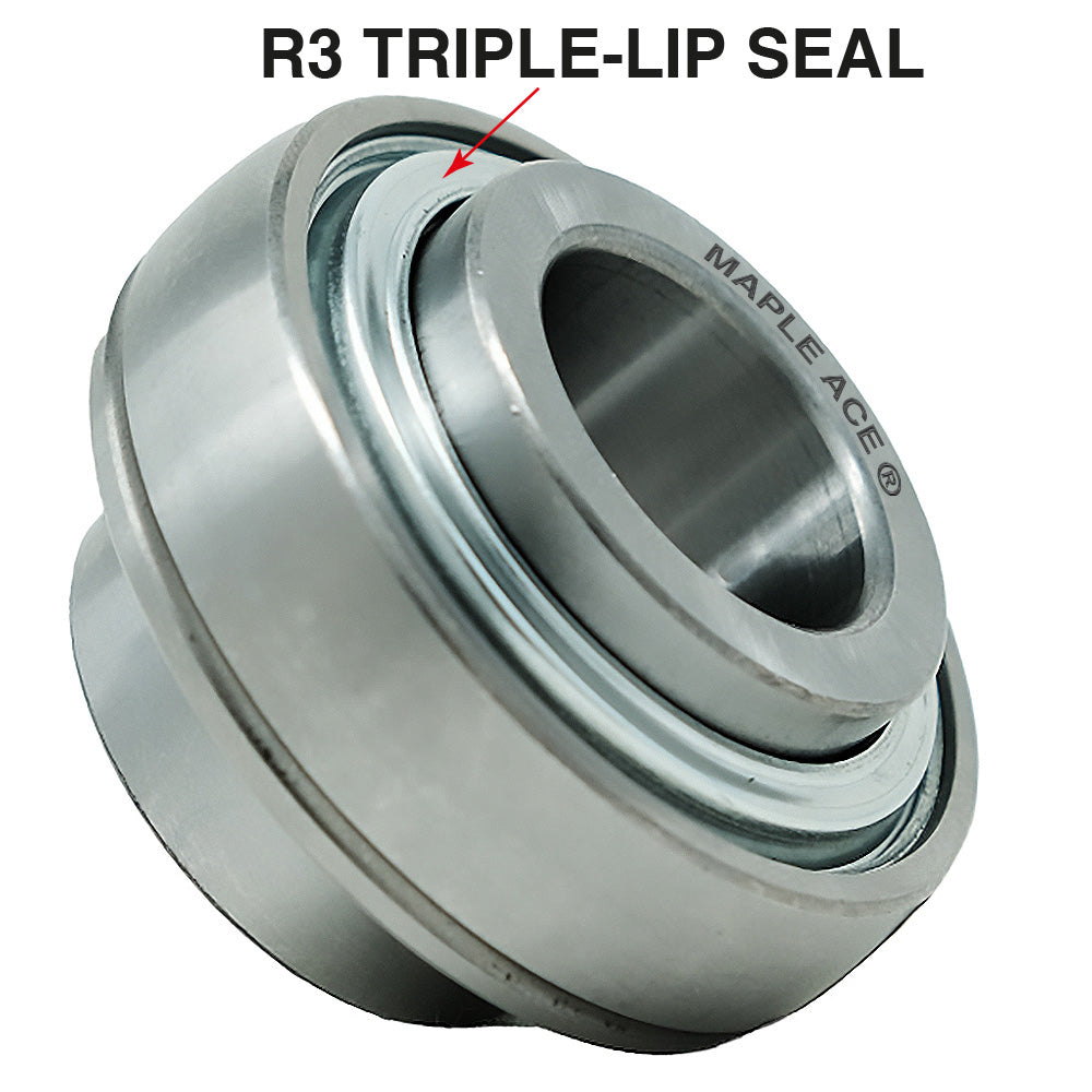 UC208 40mm R3 Triple-Lip Seal Insert Bearing Re-lube w/Set Screws