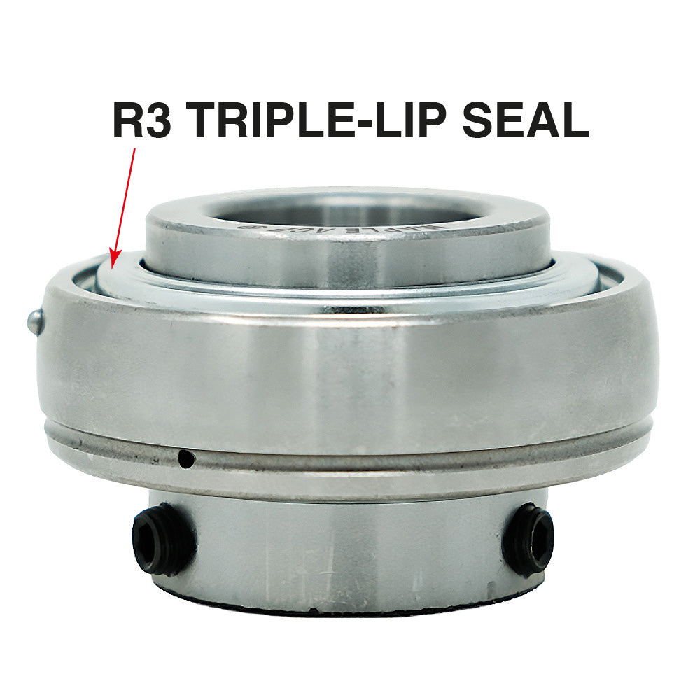 UC207-22 R3 Triple-Lip Seal Insert Bearing 1-3/8in Re-lube w/Set Screws