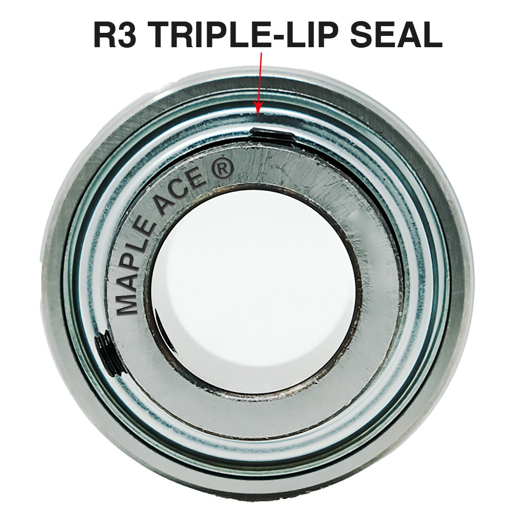 UC204 20mm Bore R3 Insert bearing Triple-Lip Seal Re-lube w/Set Screws