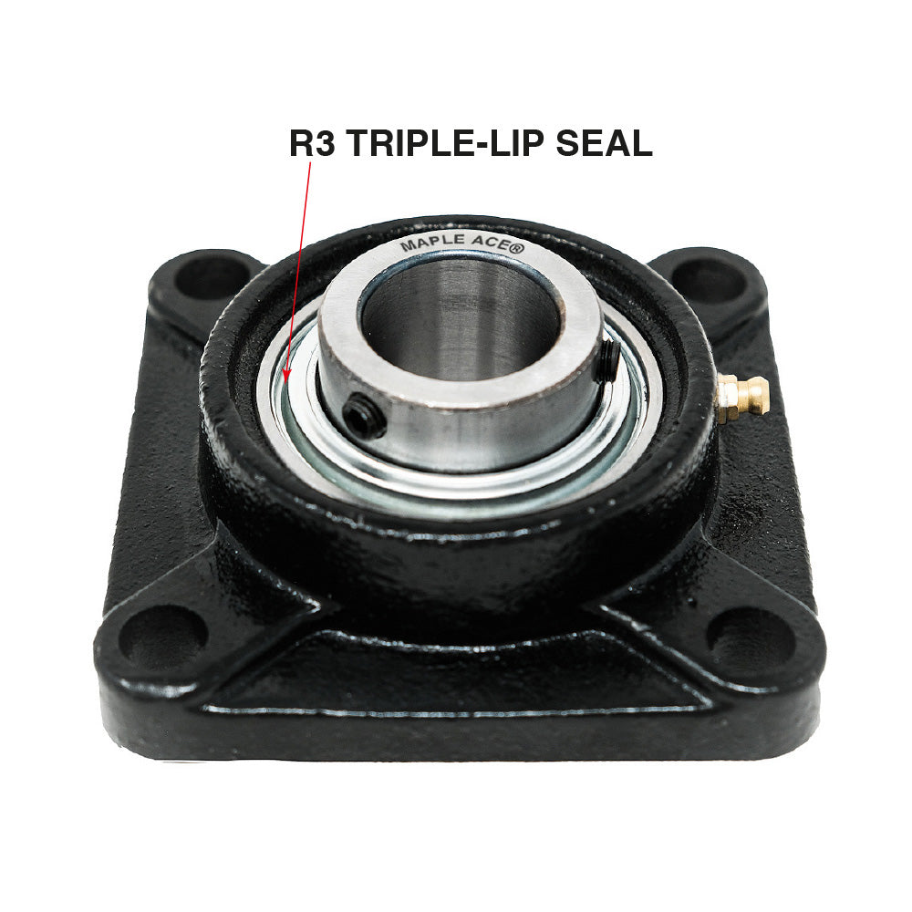 UCF206-19 R3 Triple-Lip Seal Flange Bearing 1-3/16in Bore 4-Bolt Solid