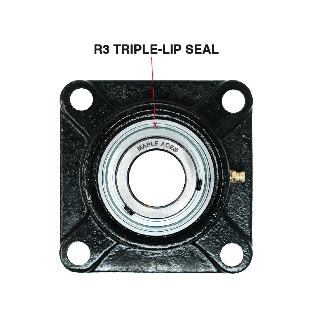 UCF204 20mm Bore R3 Triple-Lip Seal Flange Bearing 4-Bolt Solid