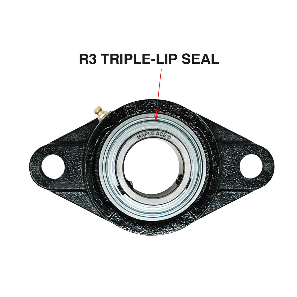 UCFL210-32 Flange Bearing 2in Bore, Oval 2-Bolt Self-Aligning, Solid Base, Triple Lip Seal