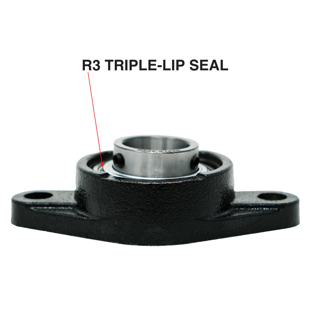 UCFL207 35mm bore R3 Triple-Lip Seal Flange Bearing 2-Bolt Solid