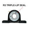 UCP212-36 R3 Triple-Lip Pillow Block Bearing 2-1/4in Bore 2-Bolt Solid