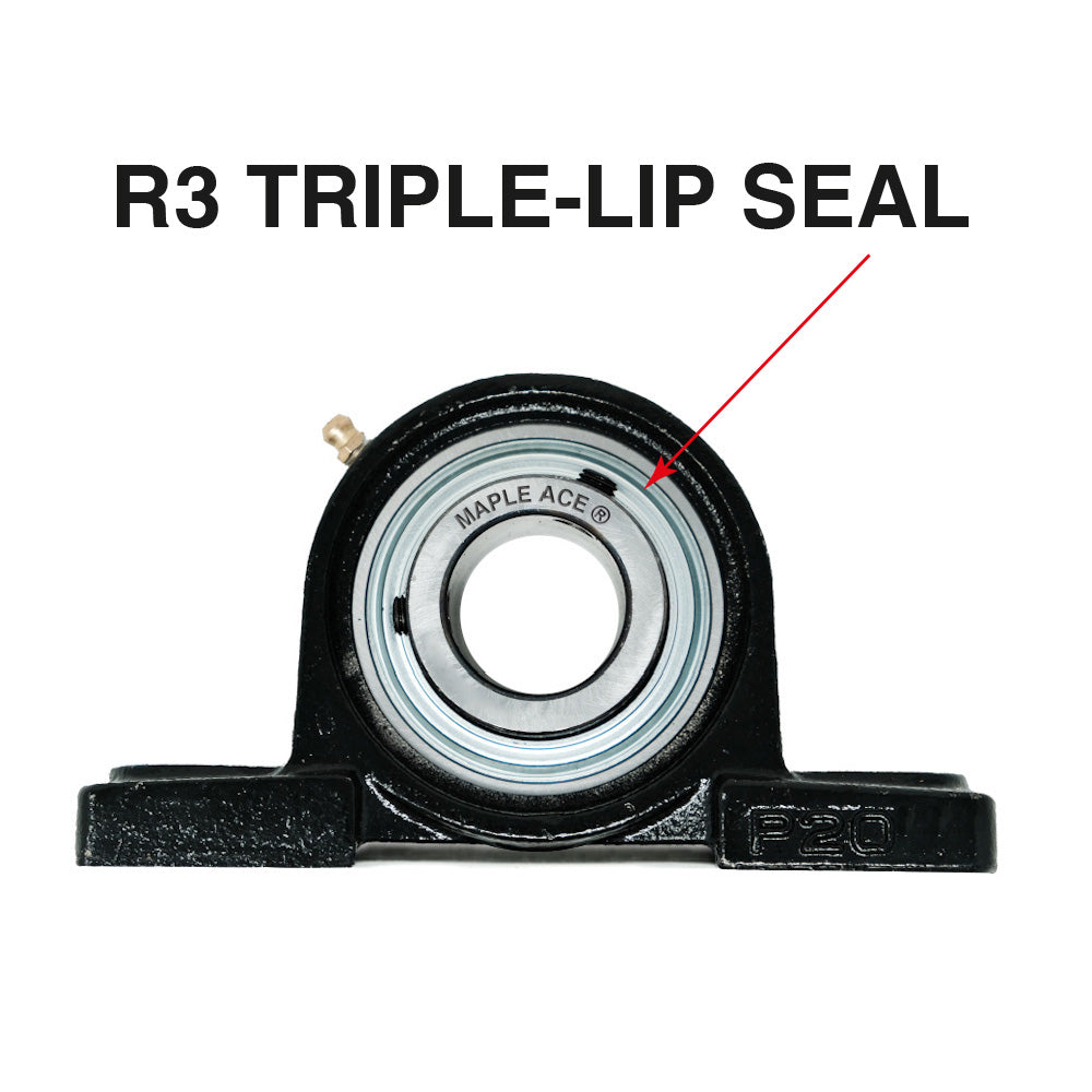 UCP207-23 R3 Triple-Lip Seal Pillow Block Bearing 1-7/16in Bore 2-Bolt Solid